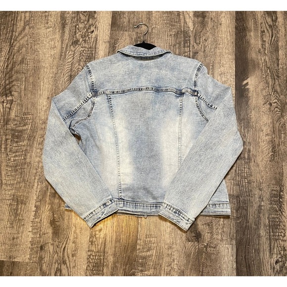 Seven7 Womens Large Denim Trucker Jean Jacket Light Wash Boho Classic Western - Picture 5 of 10